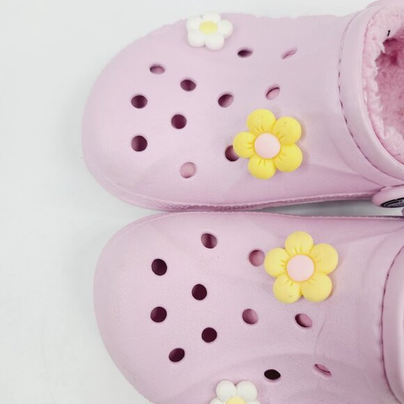 Crocs Girl's Pink Classic Lined Studs Slip-On Adjustable Casual Clogs Size 13 - Picture 3 of 7